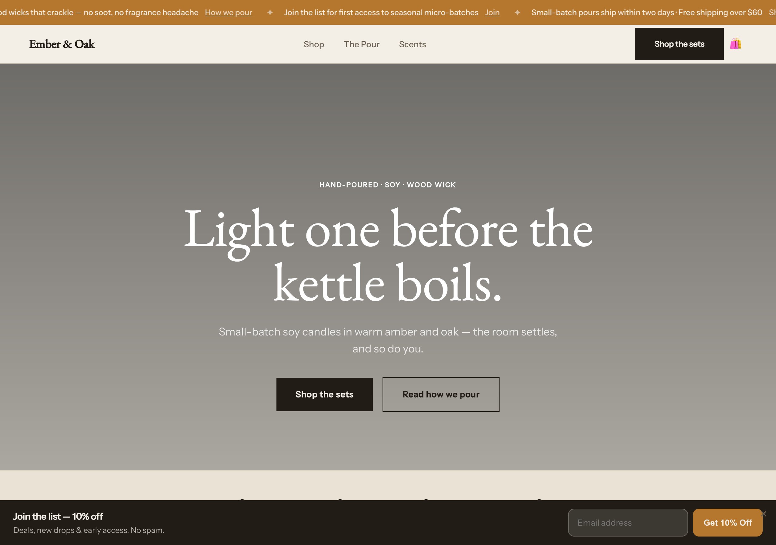 Ember & Oak — Home fragrance, built with Kovaro