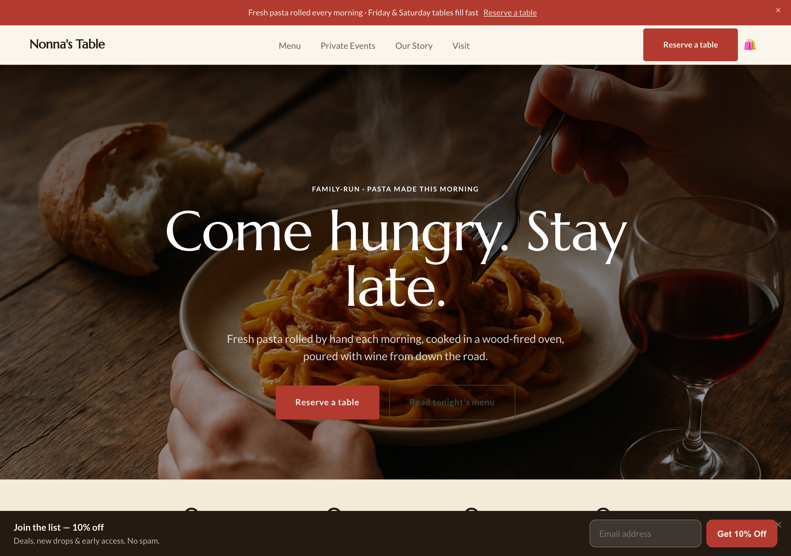 Nonna — Restaurant, built with Kovaro